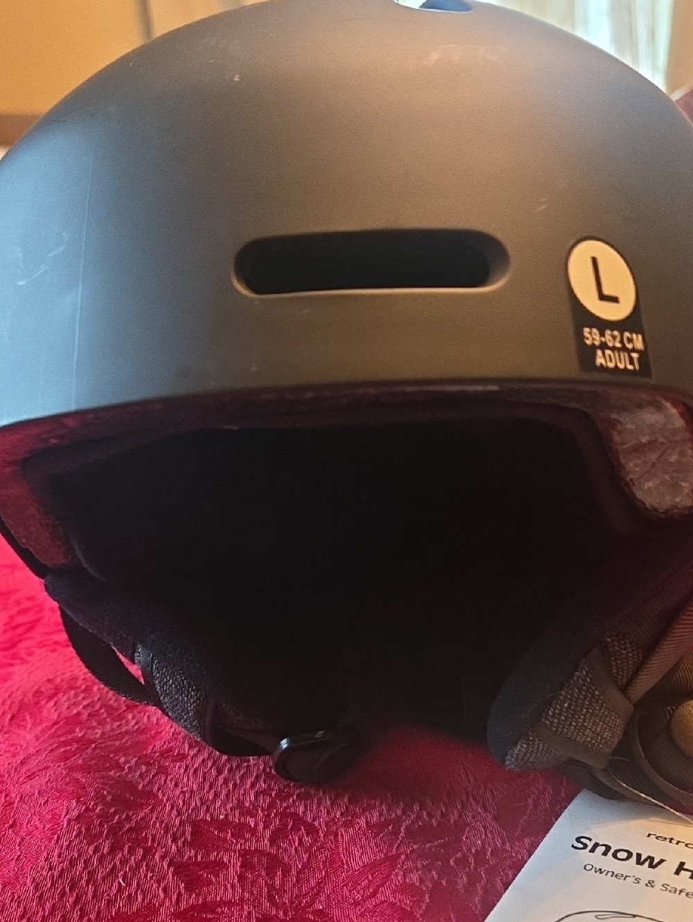 Adult Large Matte Black Snow Helmet - L